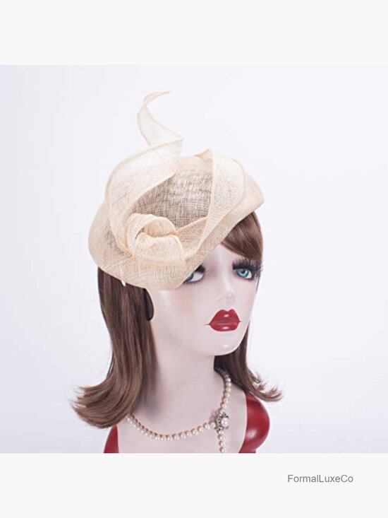 Sinamay Teardrop Fascinator Hat Bridal Cocktail Horse Racing Headband main image 6